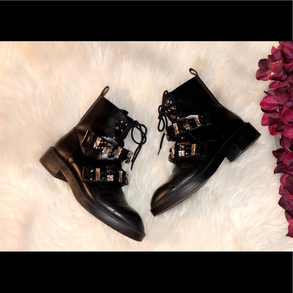 ZARA Leather Embellished Biker Boot - Picture 3 of 8